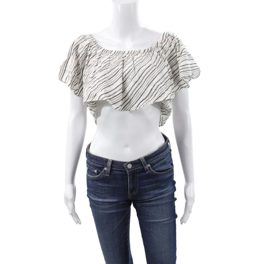 Reformation Women Off Shoulder Cropped Blouse Black Sleeveless Boho Size S